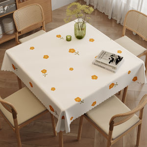 Waterproof Oil-resistant Wash-free PVC Square Tablecloth Tea Table Dining Table Mat Modern Simple Style Plant Floral Pattern