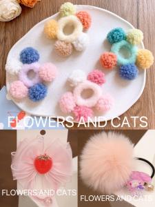 Adorable Contrast Color Furry Hair Ties for Kids Baby Soft Hair Bands Non-Damaging Plush Head Ropes Sweet Style Hair Accessories