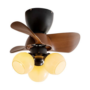 FANCY LAMP CLUB | Vintage Chinese Style Ceiling Fan Light Walnut Wood