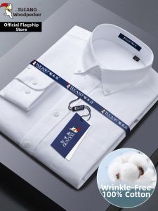 TUCANO | 100% Cotton Mens Business Dress Shirt White Long Sleeve