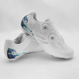 Road Cycling Shoes Men Speed Cycling Sneaker Cleat Shoes Spd Cycling Flat Pedal Shoes Bike Outdoor Footwear Self-Locking White