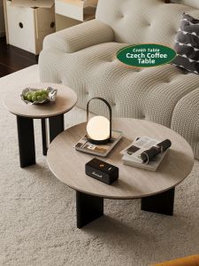 Minimalist Round Luxury Rock Panel Tea Table
