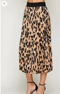 Leopard plisse skirt