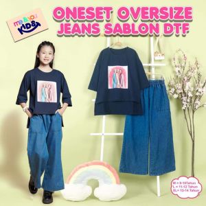 Setelan Anak Perempuan Remaja Terbaru Me n You Oneset Oversize Sablon DTF Set Kulot Jeans Anak Cewek