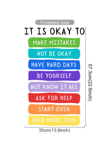 Its Okay to Not be Okay Poster Motivational Kids Art Classroom Posters Quotes Educational Wall Art Playroom Wall Art Decor