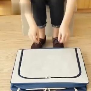 72L 100L Oxford Large Storage Box Foldable Storage Box Steel Frame Organizer Box Clothes Organizer Blanket Kotak Baju