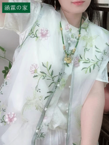 Retro Chinese Style Womens Sleeveless Embroidered Vest Loose Mesh Top Summer New Arrival Fashion Commute Polyester Fiber