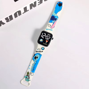 New  cartoon color printed student LED electronic watch fashionable printed square Y1 button electronic watch