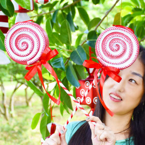 Christmas Decorative Foam Candy Colored Red And White Lollipops Hanging Ornaments Wedding Stage Photography Props Christmas Scene