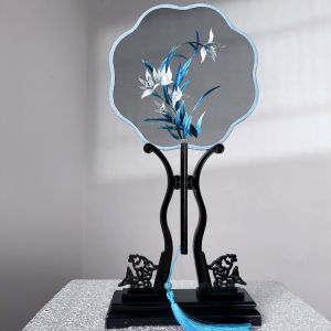 Double-Sided Embroidery Orchid Group Fan Hanfu Cheongsam Ancient Style Group Fan Dance Fan Classical Style Gift Special