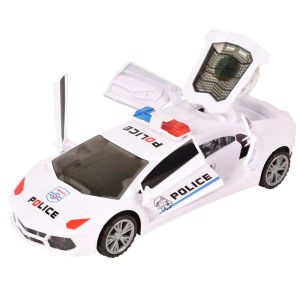 360° Rotating Police Car Toy with Sound & Light Electric Automatic Openable Doors Educational Vehicle Toy for Kids Children