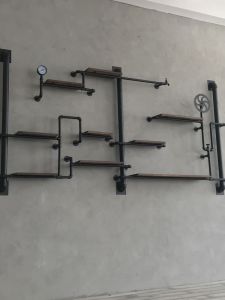 Industrial Style Metal Art Wall Mounted Storage Rack Restaurant Wall Decoration Partition Book Shelf Bar Coffee Shop Display Stand