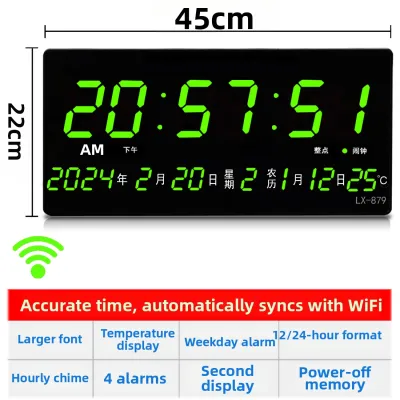 Calendar WIFI Electronic Wall Hanging Desk Clock For Livingroom
