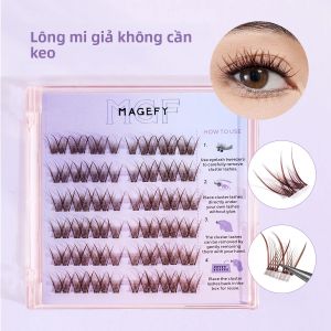 MAGEFY Không Cần Dùng Keo Màu Nâu Lẻ Riêng Lẻ 36/48 Cụm 10-12mm Dễ Tháo Gỡ Tự Nhiên Tổng Hợp Mi Giả Dán Tự Làm Dụng Cụ Làm Đẹp Mắt