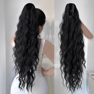 Womens Fake Hair Braids High Ponytail Corn Wave Natural Looking Hair Extensions Large Hair Clips Long Braids Realistic Hair