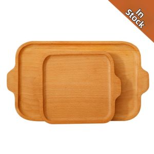 Creative Japanese Style Birch Wooden Tray Dual Handles