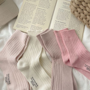 HANXIUYU | Pink Ins Style Trendy Loose-knit Cotton Crew Socks