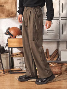 Quần Ống Đứng Rộng Rãi Màu Nâu Phong Cách Mỹ Cổ Điển Dành Cho Nam Cài Nút Quần Dài Công Sở Thời Trang Thường Ngày Mùa Thu Đông