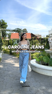 Welabelle Caroline Jeans Denim Ribbon Coquette / Pita Boyfriend Kulot Jeans Wanita (B80)
