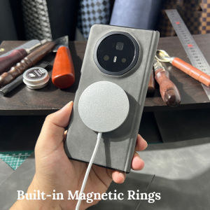 Luxury PU Sheepskin Leather Case for Honor Magic V3 Fold Built-in Magnetic Rings Shockproof Full-Body Slim Soft Phone Casing Accessories for Huawei MagicV3