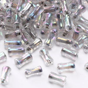 4x8mm 40/85pcs Iridescent Bamboo Glass Beads Loose Spacer Beads DIY Bracelet Necklace Earrings Handmade Jewelry Making Supplies