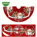 VIKAMA Santa Claus Christmas Tree Skirt, Reindeer Pattern, Christmas Tree Skirt Cushion for Festive Decoration. 