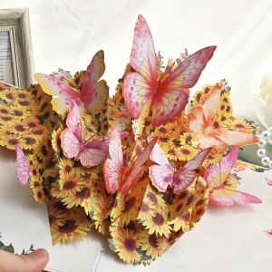 สีส้มผีเสื้อและดอกไม้ Pop Up การ์ดวันแม่3D วันครบรอบการ์ดวันวาเลนไทน์ขอบคุณสุขสันต์วันเกิดสำหรับแม่สำหรับภรรยาสำหรับลูกสาวสำหรับน้องสาว