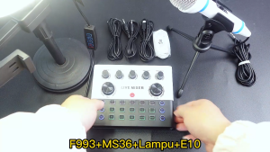 Siborie【Free Headset】Paket Lengkap F993 Sound Card +MS33/36 Mic Set Mendukung COD Satu Set Dudukan Lengkap Gratis