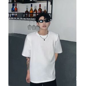 Áo Thun Nam Tay Ngắn in Chữ Laser Phong Cách Đường Phố Mùa Hè Thường Ngày Thoáng Khí Cotton 100% Dáng Rộng Thời Trang