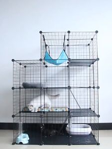 1 Set Kandang Kucing Tingkat 4 Pagar Kucing Tinggi Kandang Hewan Diy