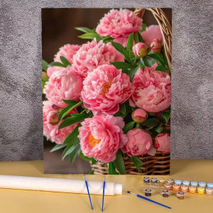 Coloring By Number Peony Flowers for Adults DIY Picture with Numbers on Canvas Home Wall Decoration Diy Acrylic Painting Packag