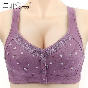 FallSweet Plus Size 38-50 BC Women Front Close Cotton Underwear Soft No Padding Vest Brassiere