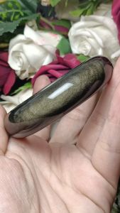 Golden Sheen Obsidian Crystal Stone bangle 57mm+- 一线猫眼招财金曜石手镯 57mm+-