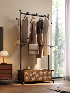 Meisda Floor Mounted Leather Coat Rack Multi Functional Bedroom Moving Middle Ancient Style Room Clothes Storage Hanging Rack