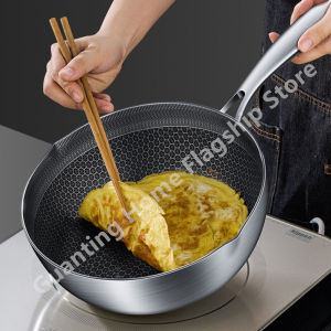 410 Stainless Steel Honeycomb Frying Pan Steak Cooking Non-Stick Pan Flat Bottom Wok Induction Cooker Universal Kitchen Cookware