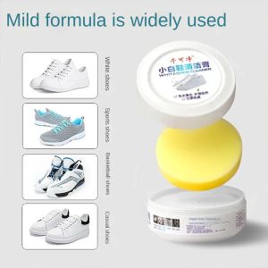 White Shoes Cleaning Cream 120g Stains Remover Whitening Formula Waterless Cleanser for Sneakers Leather Shoes with Wipe Sponge