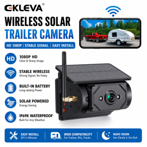 EKLEVA Caravan Trailer Horse Float Hitch Wireless Solar Backup Camera BSD Battery Powered WIFI APP For Android IOS Cellphones