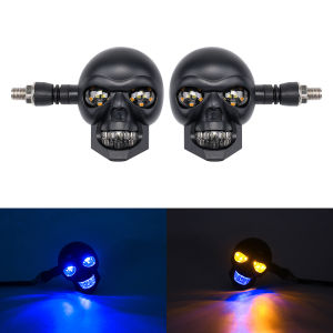 1pair LED Motorcycle Indicator Dual Color Motorbike Scooter Front Rear Turn Signal Lights 12V Scooter Driving Running Lamp