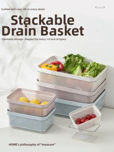 SENGAOPAI | Thick Plastic Dual-layer Fruit and Vegetable Washer Drain Basket