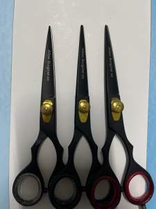 Barber scissors black one : black  red and gray