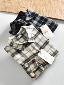 American Casual Cotton Flannel Long Sleeve Shirt Jacket Loose Fit Vintage Plaid Workwear New Spring Youth Moisture Wicking