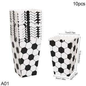 10pcs Football Popcorn Boxes Soccer Party Favors Treat Box Sport-Themed Football Birthday Party Movie Night Supplies Snack Pack