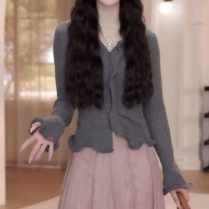 Shalldoer | Youthful Floral Lace Knitted Sweater and Pleated Skirt Set Two-Piece