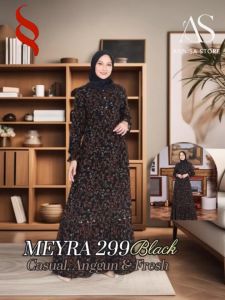 BAJU DRESS RAYON  DAILY OUTFIT WANITA SEPLY MEYRA 299 BLACK / GAMIS RAYON PRINTING SUPER ADEM FRESH & FASHIONABLE