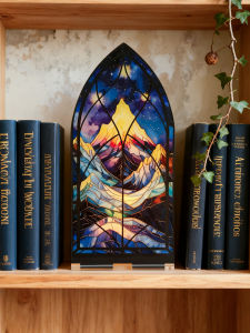 Acrylic Mountain Gothic Arch Decor Candle Holder Celestial Starry Sky Design Artistic Tabletop Ornament Home Decoration Gift