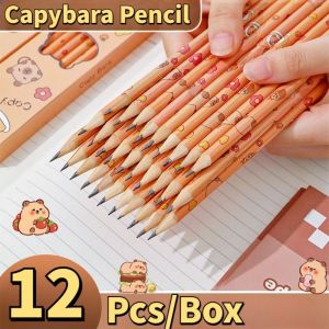 12Pcs/Box Capybara Pencil HB Black Write Draw Pencils Primary Students Stationery School Children Gift