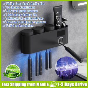 Toothbrush UV Sterilizer Toothbrush Holder Organizer Toothpaste Dispenser Toothbrush Holder Wall Mounted Bathroom Accessories Drill-free Installation