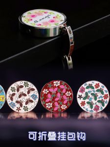 Fashionable Portable Enamel on Copper Hook Elegant Office Cafe Diamond Decorated Bag Hanger Desktop Edge Zinc Alloy Holder