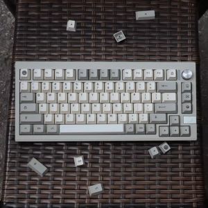 【Keycap Only】Retro Minimalist Grey Mechanical Keyboard Keycap 142 Keys Cherry Profile PBT Sublimation For Cherry MX Switch Mechanical Keyboard Keychron/RK61/GK61/Anne Pro 2