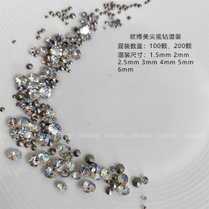 Super Shiny Nail Decorations Mixed Sizes Pointed Base Drill Crystal Nail Art Accessories Beauty Tools Any Skin Type